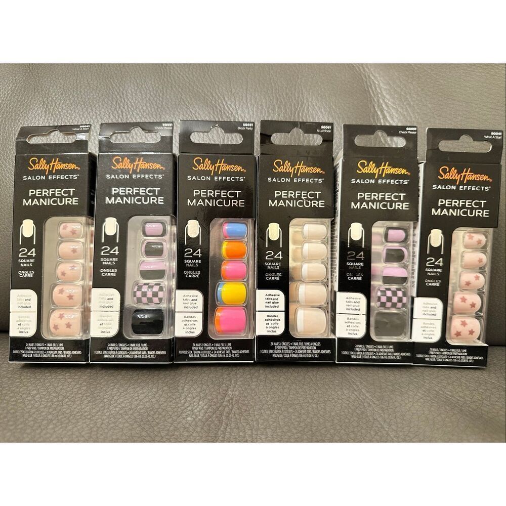 Sally Hansen Multi Patterns and French Tip Square Shape Nails New